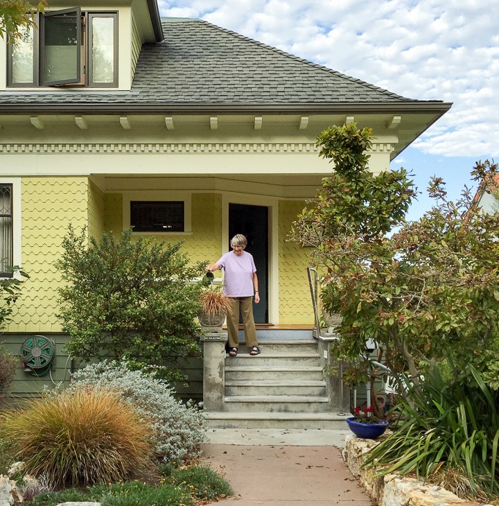 A home entry with steps and no handrail – the kind of barrier the Handrail Brigade helps remove to restore safe, independent access